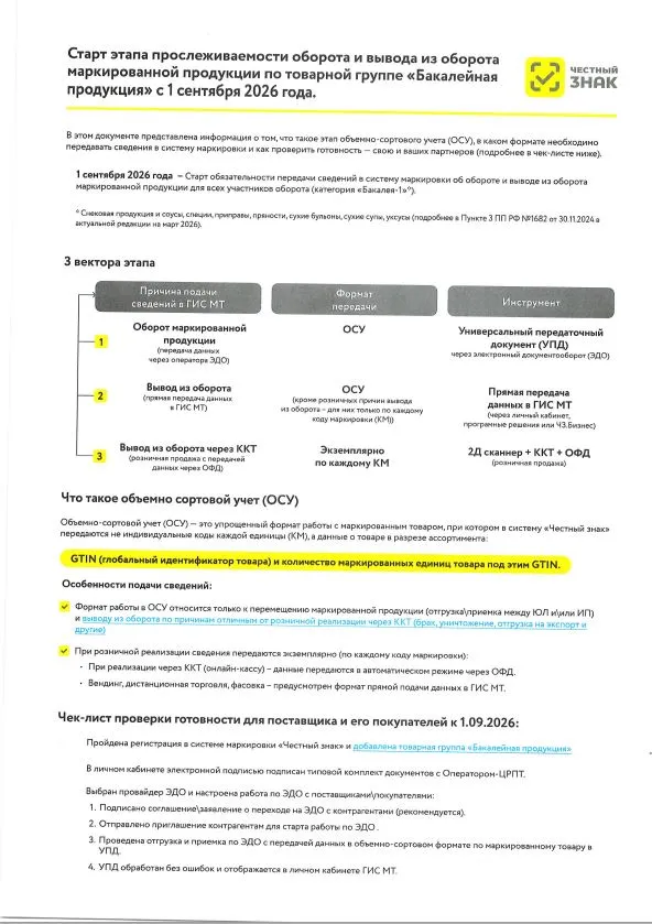 ООО «Оператор-ЦРПТ» 9 июля 2026 г. в 11:00 для предпринимателей Нижегородской области проводит бесплатный семинар на тему: «Особенности маркировки бакалейной продукции